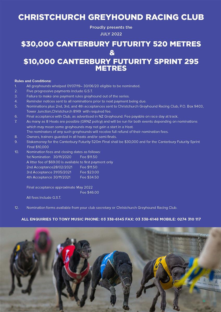 REMINDER Canterbury Futurity Nominations Close on the 30th NZ